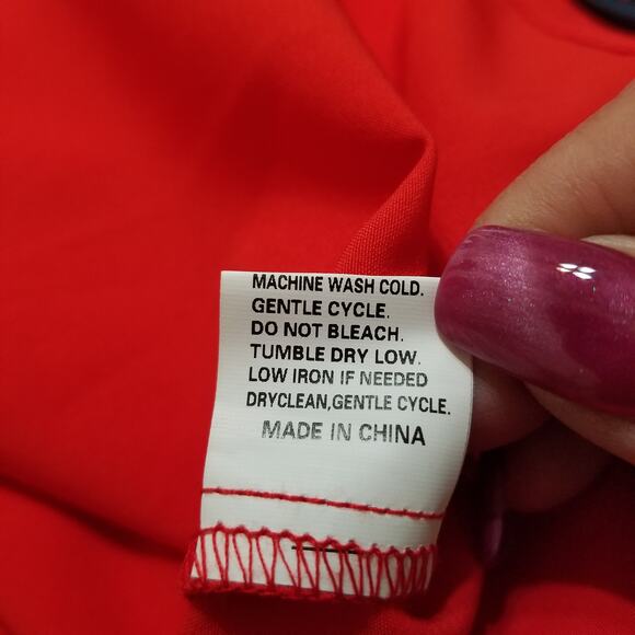 Unbranded Women's Red Long Sleeve Button Up Collared Blouse Round Hem Size XL - Picture 5 of 7